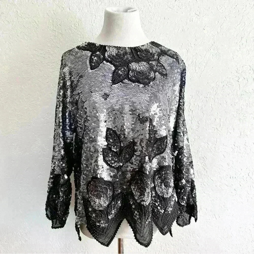Sequined vintage style blouse‎